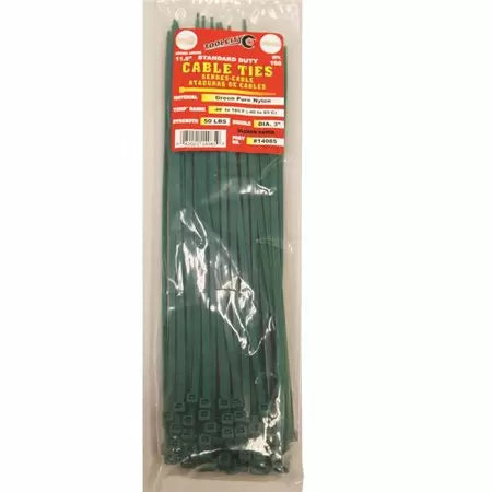 Tool City 11.8 in. L Green Cable Tie 100 Pack (11.8:, Green)