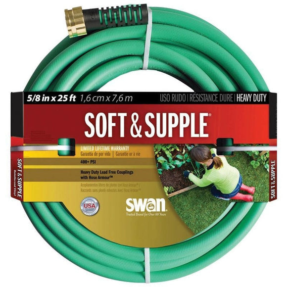 SWAN SOFT & SUPPLE PREMIUM GARDEN HOSE (5/8 IN X 25 FT, GREEN)