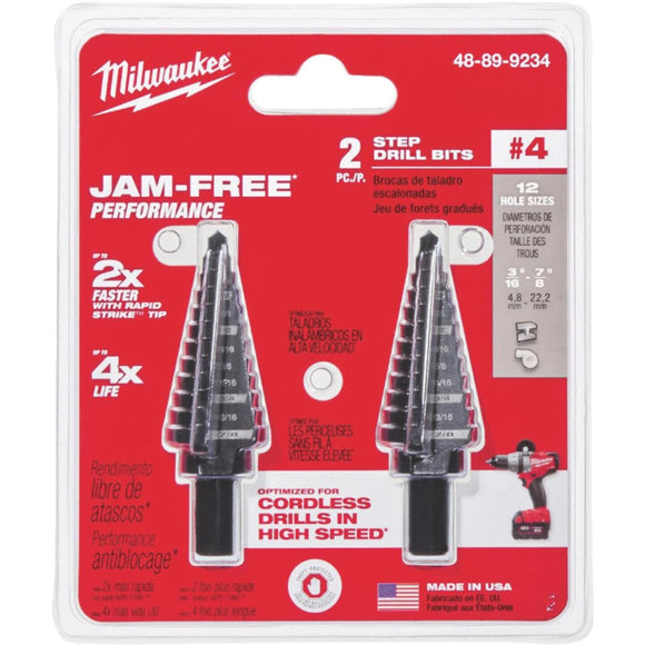 Milwaukee 3/16 In. - 7/8 In. #4 Step Drill Bit, 12 Steps (2-Pack)