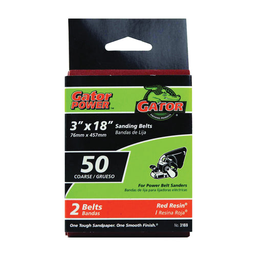 Gator Aluminum Oxide Sanding Belts (3 X 18 50 Grit 2 Pack)