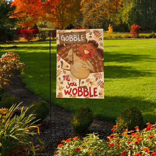 Briarwood Lane Gobble Turkey Thanksgiving Garden Flag