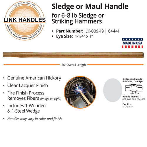 Seymour Midwest 36 Sledge or Maul Handle, For 6 To 8 Lb Sledge or Striking Hammers
