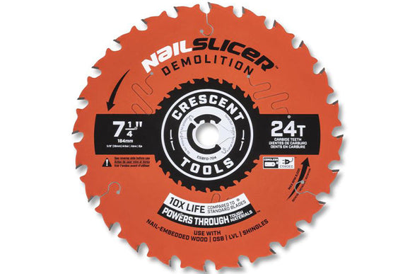 Crescent Apex Circular Saw Blade 7 1/4 X 24 Tooth Nailslicer Demolition