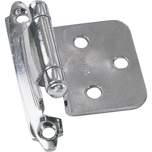 Laurey Satin Nickel Self-Closing Overlay Hinge with Wood Screws (2-Pack)