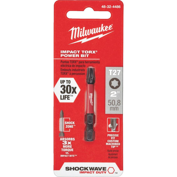 Milwaukee Shockwave T28 TORX 2 In. Power Impact Screwdriver Bit