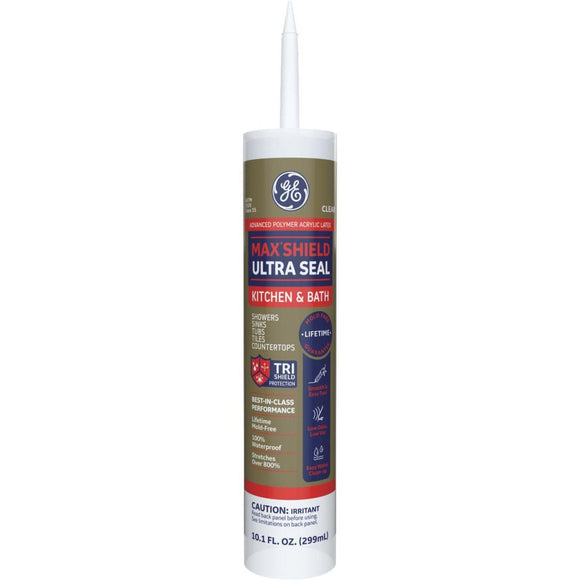 GE Max Shield Ultra Seal 10.1 Oz. Clear Advanced Polymer Acrylic Latex Kitchen & Bath Sealant