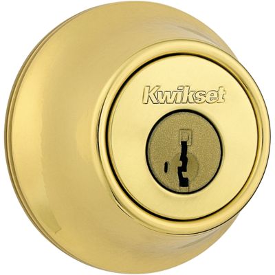 Kwikset Security Polished Brass Single Cylinder Mobile Home Deadbolt